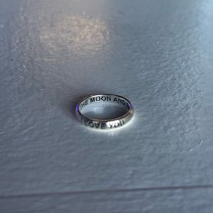 I love you to the moon and back silver ring